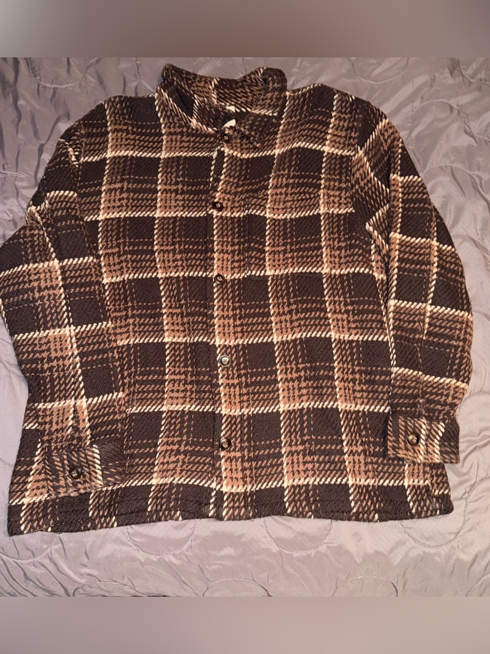 Madewell twill boxy Brown Plaid Button-Front Jacket men’s 2XL